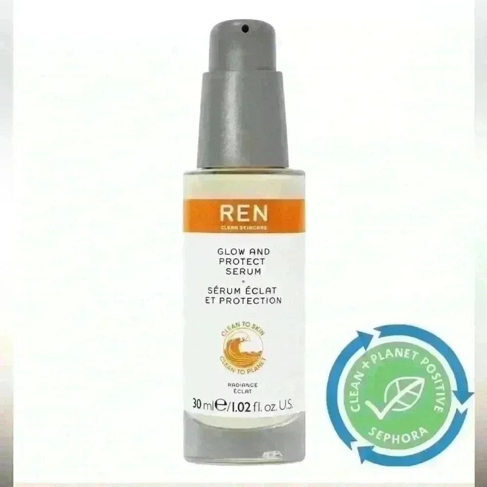 NWT Ren Clean Skincare Glow and Protect Serum Full Size 1.02 oz New in Box